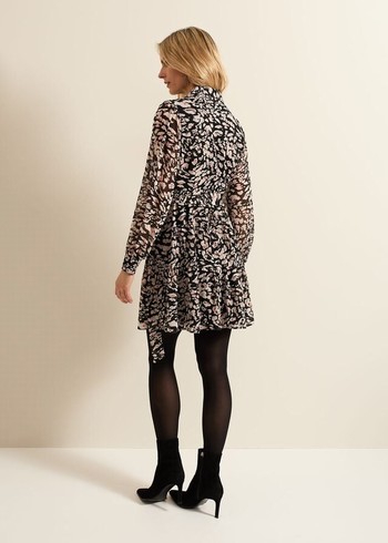 Phase Eight Aisling Leopard Swing Dress Black Canada | MRVGAQ-503